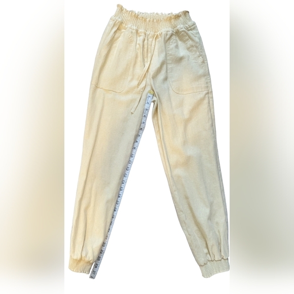 Love Tree  yellow linen blend drawstring waist pants size medium - Picture 1 of 5